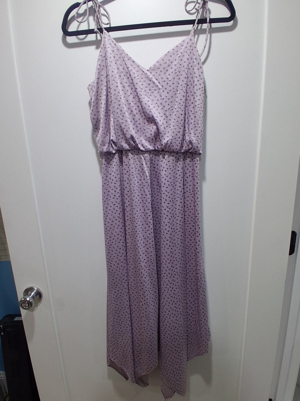 Asymmetrical Satin Effect Floral Dress S